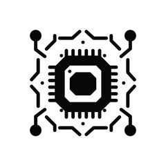 Black solid icon for cpu