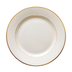 White plate with two gold lines , round smooth plate , white shiny plate with golden lines
