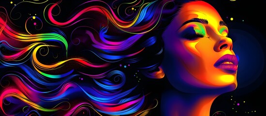 3D Pop Art Poster: A Whimsical Portrayal of a Woman in Vivid Scattering Colors