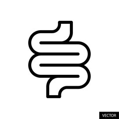 Obraz premium Intestine, bowel, digestion vector icon in line style design for website, app, UI, isolated on white background. Editable stroke. Vector illustration.