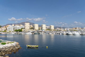 Looking across the marina in Estepona on Costa del Sol - obrazy, fototapety, plakaty