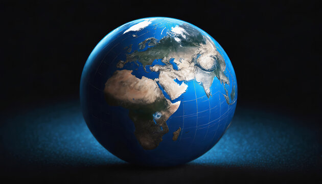 Earth globe on black background. Earth sphere. Earth planet template for banner 