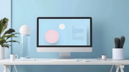 Minimalist UI Design on Desktop Mockup with Figma and Pastel Color Scheme