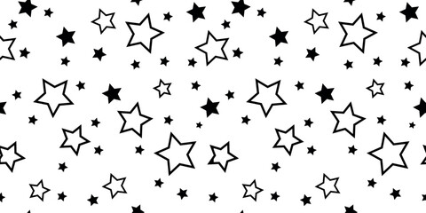 trendy pattern with a star. black background, seamless . Fabric for packaging wallpaper, banners, social networks. A sample of textiles. Abstract monochrome background. simple design. vector art  