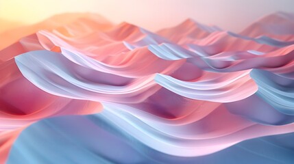Soft Wavy Shapes in Pink and Blue Hues: A 3D Abstract Rendering