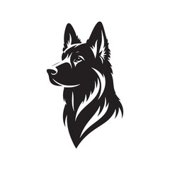 German Shepherd Silhouette: Majestic Canine Profile Design in Vector Illustration- German Shepherd black vector stock.