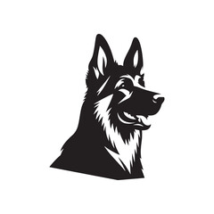 German Shepherd Silhouette: Majestic Canine Profile Design in Vector Illustration- German Shepherd black vector stock.