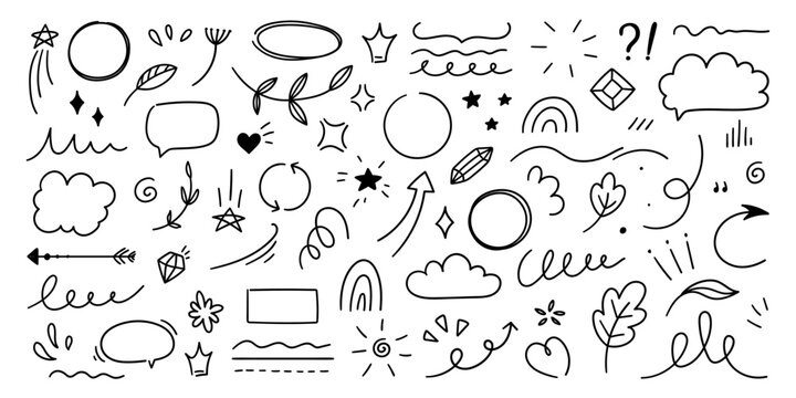 Cute Doodle pen line elements
