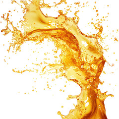 Fruit juice splash on white background, orange, yellow color juice splashing 