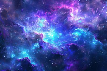Mesmerizing blue and purple galaxy background, abstract digital art