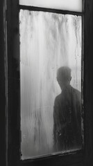 Obraz premium Silhouette of a person behind a frosted glass window