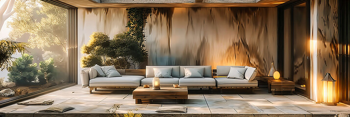 Chic Garden Retreat: Modern Patio Design for Luxurious Outdoor Entertaining, Surrounded by Natures Beauty