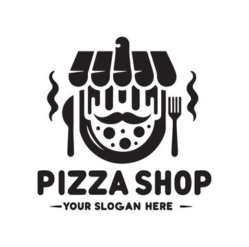Pizza shop logo vector illustration 