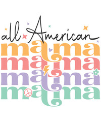 All American mama love svg retro groovy, mom SVG, Boy mama SVG, Mom Life svg, Blessed Mama svg