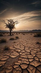 Dry and barren land due to drought