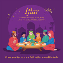 Families and friends celebrate Eid al-Fitr with dinners.