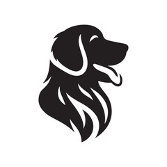 Golden Retriever Silhouette: Graceful Canine Profile in Vector Illustration- Golden Retriever black vector stock.