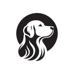 Golden Retriever Silhouette: Graceful Canine Profile in Vector Illustration- Golden Retriever black vector stock.