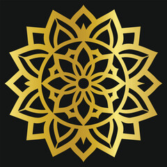 Luxury golden outline mandala design, Luxury mandala illustration design golden print pattern