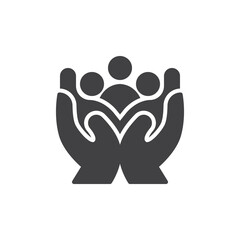 Hands with people together vector icon