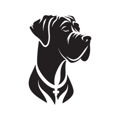 Fototapeta premium Graceful Great Dane Dog Silhouette: Majestic Canine Profile Illustration- Great Dane Black Vector Stock.