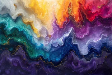 Poster Currents of translucent hues, snaking metallic swirls, and foamy sprays of color shape the landscape © Dipankar