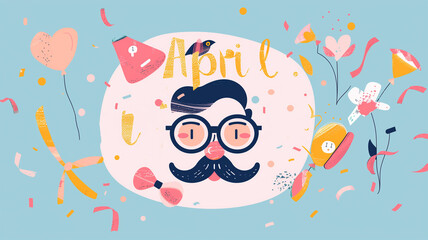 April fools day with funny prank. Let's Laugh Day Festive. background for april fools day event 1 april celebration - obrazy, fototapety, plakaty