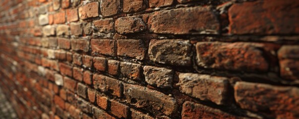 Old textured brick wall with selective focus
