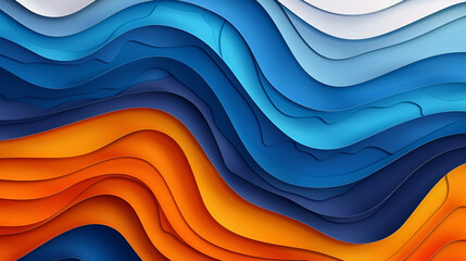 Abstract wavy background ,abstract papercut background consisting of iridescent multi colored lines of stepped character. layers of paper like in quilling
 - obrazy, fototapety, plakaty