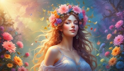 Eden's Enchanting Flora: A Radiant Abstract Realm