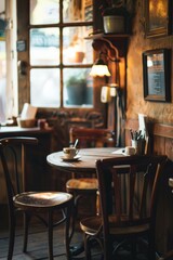 A cozy corner desk in a quaint cafe, with the aroma of freshly brewed coffee, soft background music, and a welcoming atmosphere conducive to focus and creativity, Generative AI
