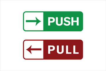 Fototapeta premium Push and pull vector signs on white background