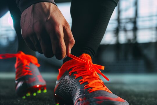customer lacing up new cleats