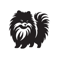 Pomeranian Dog Silhouette: Small Breed Profile Outline Art for Canine Lovers- Pomeranian black vector stock.