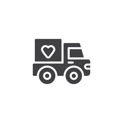 Delivery truck with donation vector icon