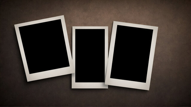 Realistic Polaroid photo frame mockup set. Empty photo frame mock up with shadow. Vintage card.