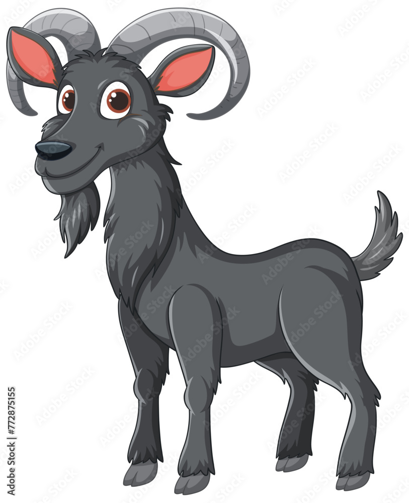 Poster vector graphic of a smiling, stylized goat character.