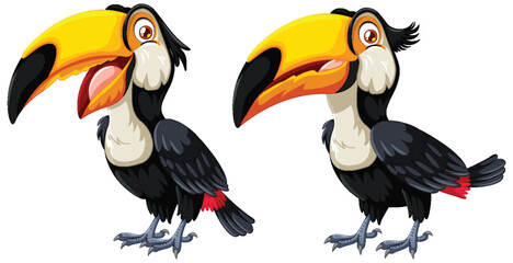 Fototapeta premium Two vibrant toucans illustrated in vector format.