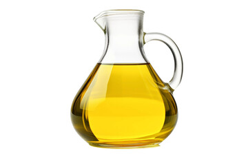 Glass Jug Filled With Oil on White Background. On a White or Clear Surface PNG Transparent Background..