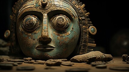 Obraz premium Intrigue your audience with a thought-provoking eye-level angle image focusing on the preservation or excavation of ancient treasures