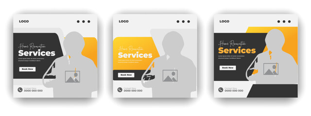 Real estate services construction and social media post or web banner design template