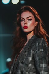 Professional Photography of a Supermodel Exuding Elegance and Sophistication as She Walks the Catwalk in Timeless and Classic Fashion Pieces, Generative AI