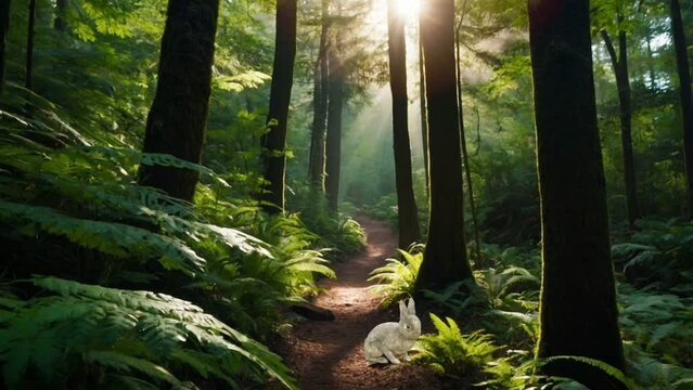 sunlight in the forest, seamless looping 4k animation video background 