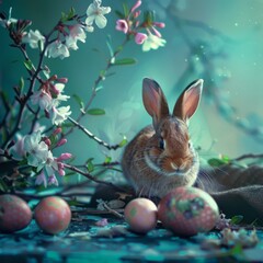 easter bunny with eggs