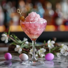 elegant easter themed cocktail with vodka