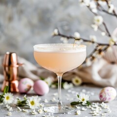 elegant easter themed cocktail with vodka