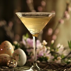 elegant easter themed cocktail with vodka