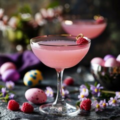 elegant easter themed cocktail with vodka