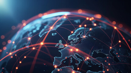 Interconnected regions of the globe with links