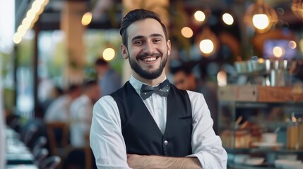 portrait of a man in a cafe